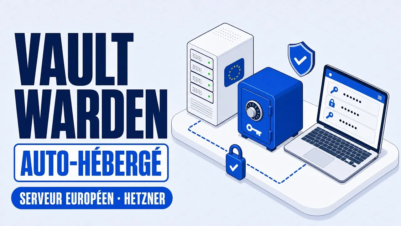 Miniature de la vid&eacute;o : installer Vaultwarden, gestionnaire de mots de passe auto-h&eacute;berg&eacute;, sur un VPS